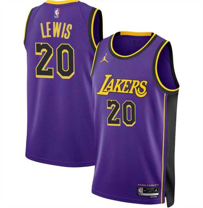 Mens Los Angeles Lakers #20 Maxwell Lewis Purple 2024 Statement Edition Stitched Jersey Dzhi